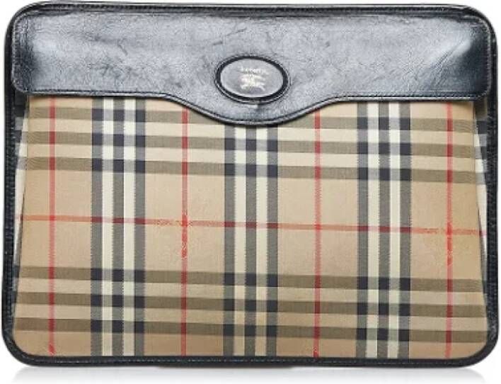 Burberry Vintage Pre-owned Canvas clutches Beige Dames