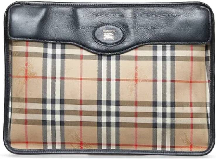 Burberry Vintage Pre-owned Canvas clutches Bruin Dames