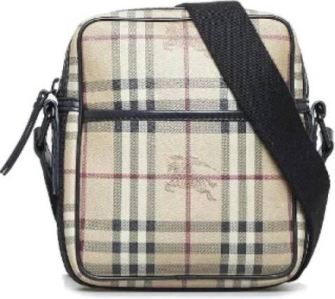 Burberry Vintage Pre-owned Canvas crossbody-bags Bruin Dames