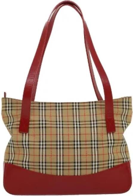 Burberry Vintage Pre-owned Canvas shoulder-bags Bruin Dames