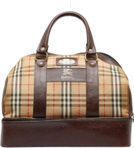 Burberry Vintage Pre-owned Canvas travel-bags Bruin Dames