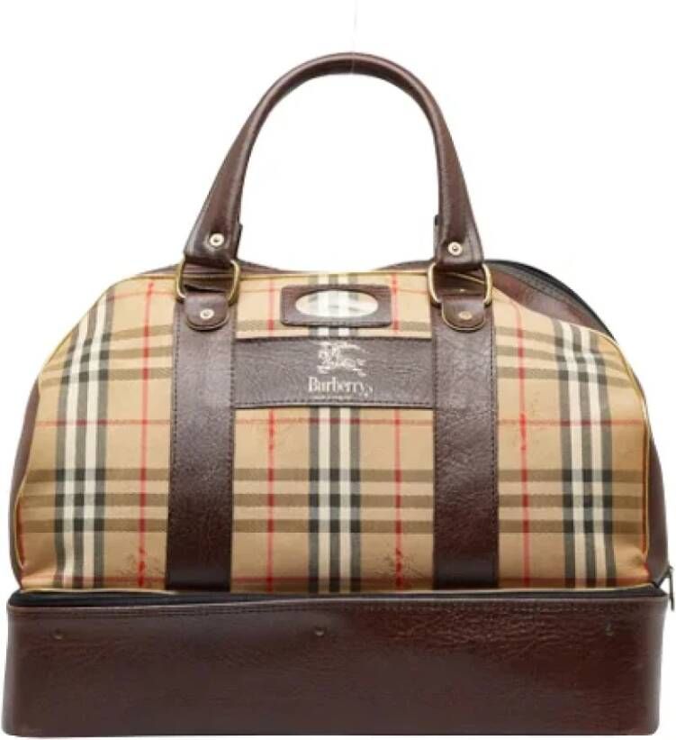 Burberry Vintage Pre-owned Canvas travel-bags Bruin Dames