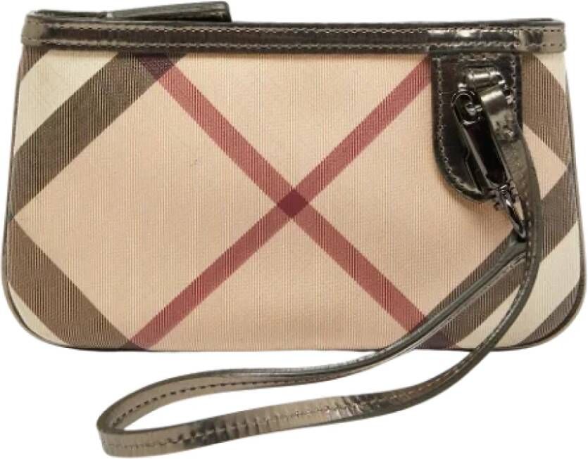 Burberry Vintage Pre-owned Coated canvas clutches Beige Dames