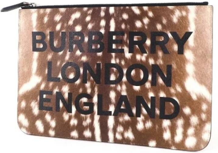 Burberry Vintage Pre-owned Leather clutches Bruin Dames