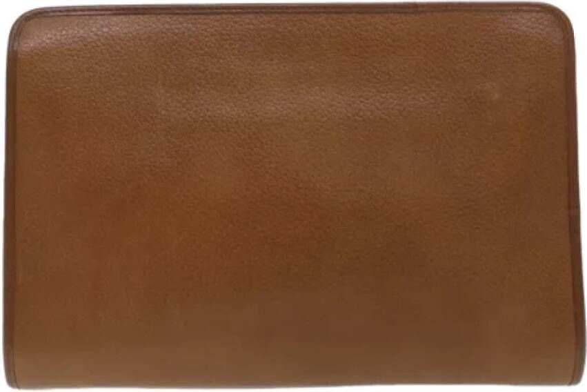 Burberry Vintage Pre-owned Leather clutches Bruin Dames