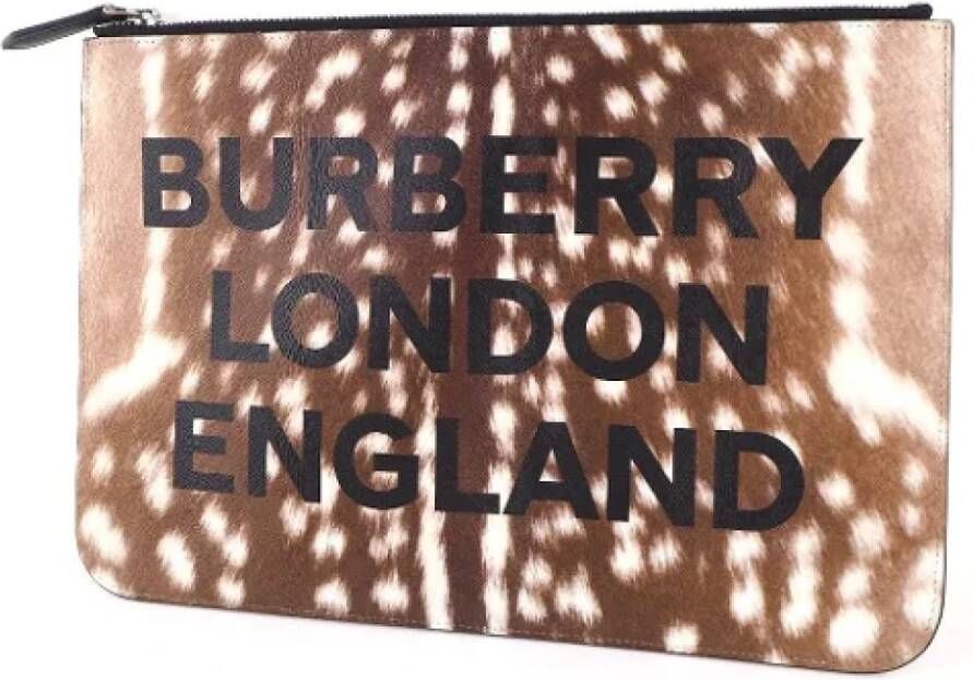 Burberry Vintage Pre-owned Leather clutches Bruin Dames