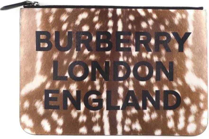 Burberry Vintage Pre-owned Leather clutches Bruin Dames