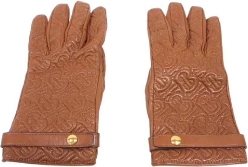 Burberry Vintage Pre-owned Leather gloves Bruin Dames