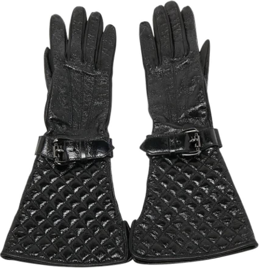 Burberry Vintage Pre-owned Leather gloves Zwart Dames