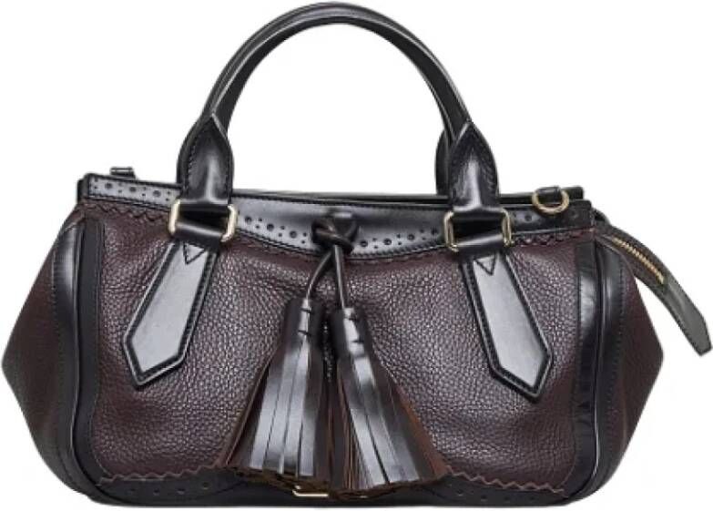 Burberry Vintage Pre-owned Leather handbags Bruin Dames
