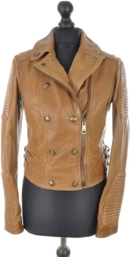 Burberry Vintage Pre-owned Leather outerwear Bruin Dames