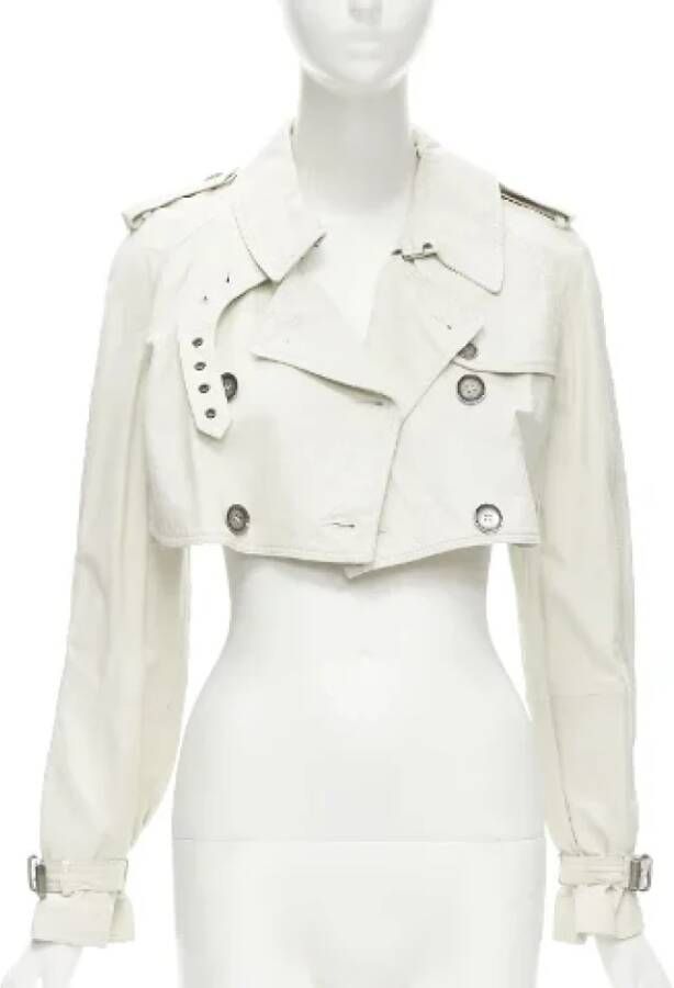 Burberry Vintage Pre-owned Leather outerwear White Dames