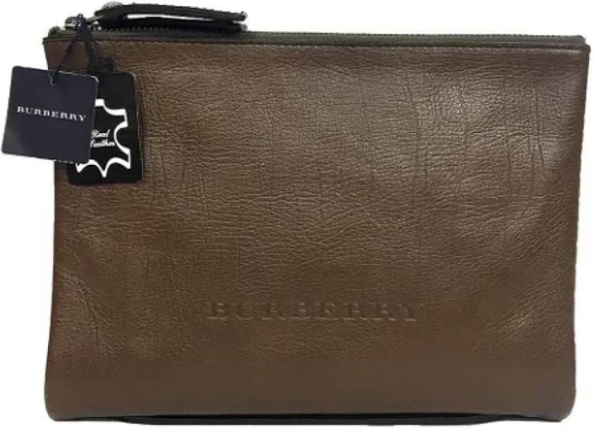 Burberry Vintage Pre-owned Leather pouches Bruin Dames