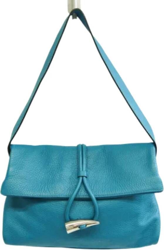 Burberry Vintage Pre-owned Leather shoulder-bags Blauw Dames