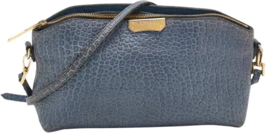 Burberry Vintage Pre-owned Leather shoulder-bags Blauw Dames
