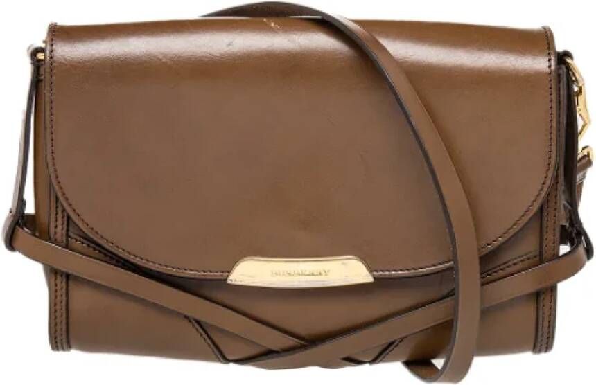 Burberry Vintage Pre-owned Leather shoulder-bags Bruin Dames