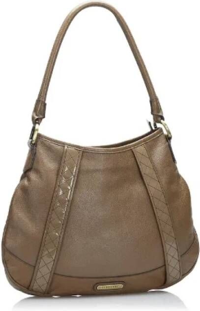 Burberry Vintage Pre-owned Leather shoulder-bags Bruin Dames