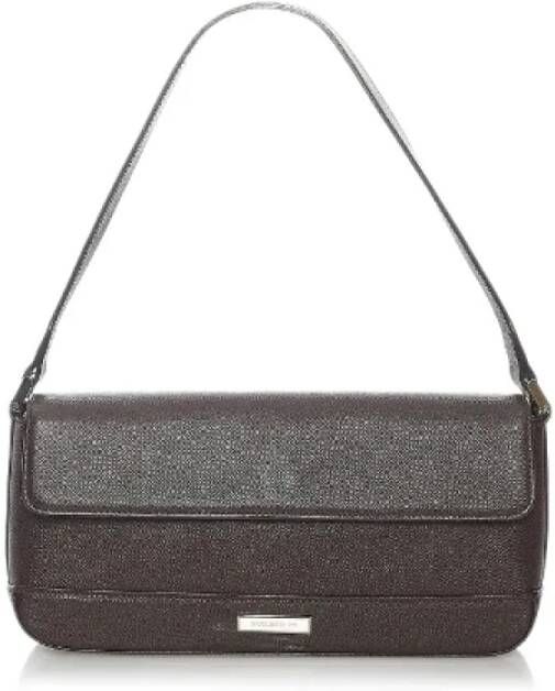 Burberry Vintage Pre-owned Leather shoulder-bags Bruin Dames