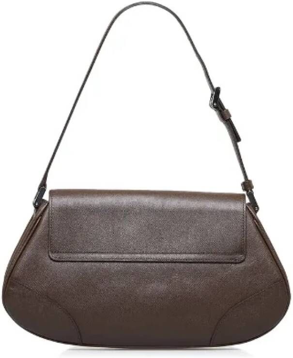 Burberry Vintage Pre-owned Leather shoulder-bags Bruin Dames
