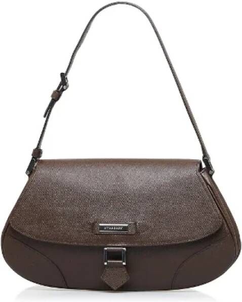 Burberry Vintage Pre-owned Leather shoulder-bags Bruin Dames