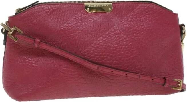 Burberry Vintage Pre-owned Leather shoulder-bags Roze Dames