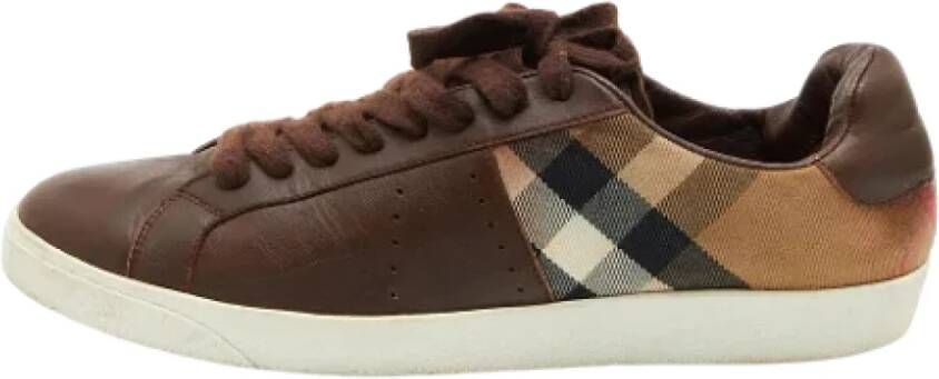 Burberry Vintage Pre-owned Leather sneakers Bruin Heren