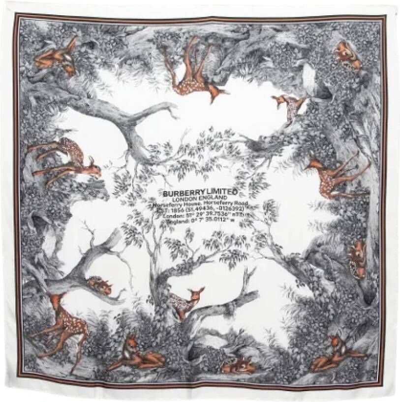 Burberry Vintage Pre-owned Silk scarves Grijs Dames