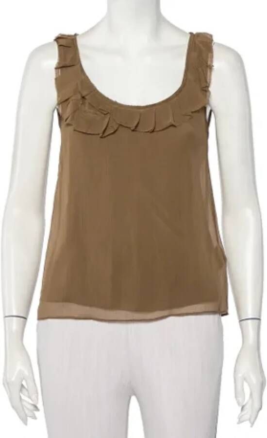 Burberry Vintage Pre-owned Silk tops Bruin Dames
