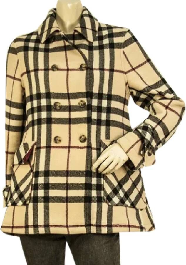 Burberry Vintage Pre-owned Wool outerwear Beige Dames