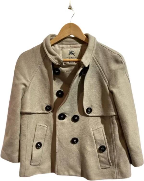 Burberry Vintage Pre-owned Wool outerwear Beige Dames