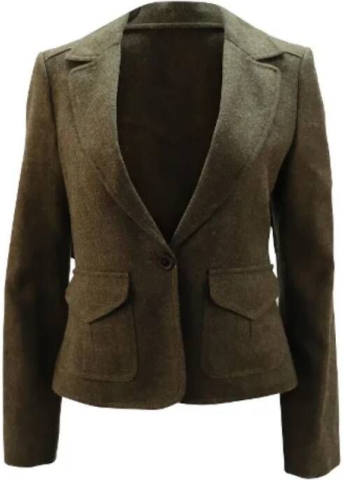 Burberry Vintage Pre-owned Wool outerwear Groen Dames
