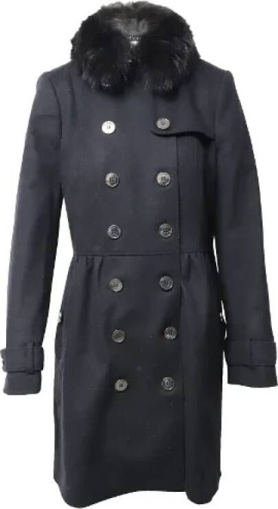 Burberry Vintage Pre-owned Wool outerwear Zwart Dames