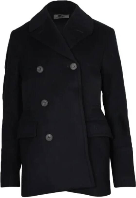 Burberry Vintage Pre-owned Wool outerwear Zwart Dames
