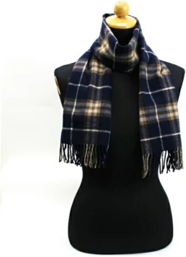 Burberry Vintage Pre-owned Wool scarves Blauw Dames