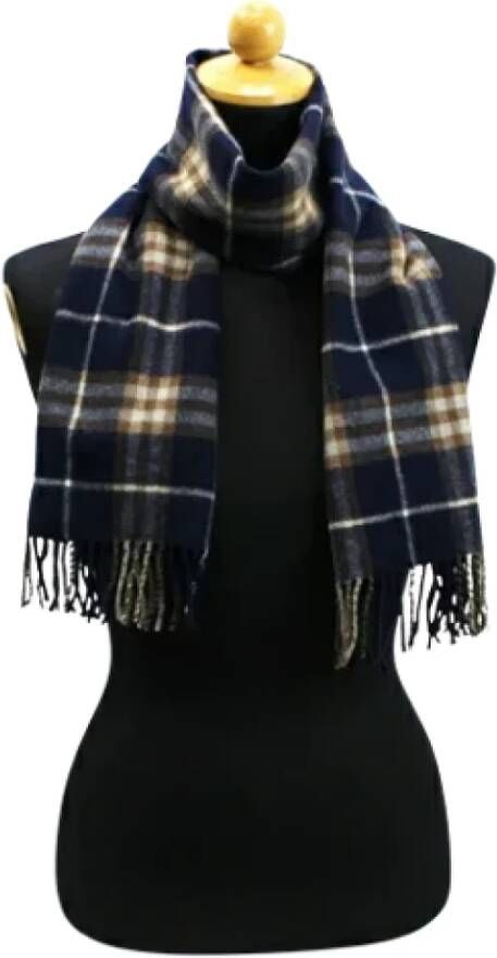 Burberry Vintage Pre-owned Wool scarves Blauw Dames
