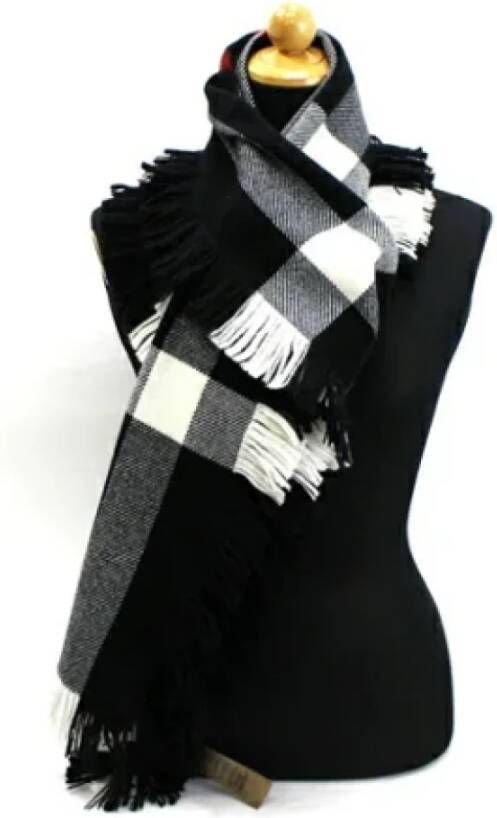 Burberry Vintage Pre-owned Wool scarves Zwart Dames