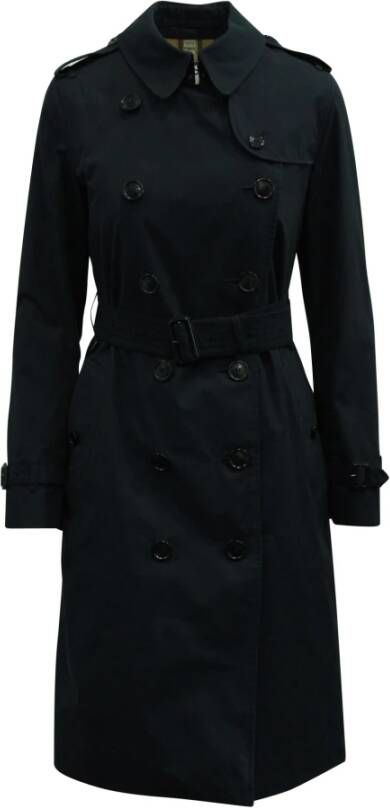 Burberry Vintage Voldoende Mid-Length Kensington Heritage Trench Coat Blauw Dames