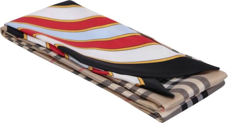 Burberry Zijden sjaal met puntige punt en gestreepte rand Beige Dames