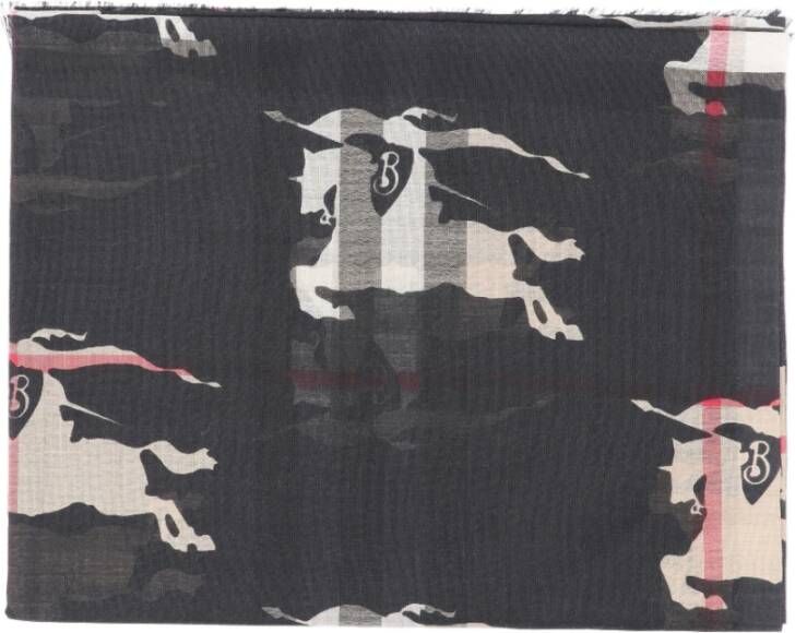 Burberry Equestrian Knight Design Sjaal Black Dames