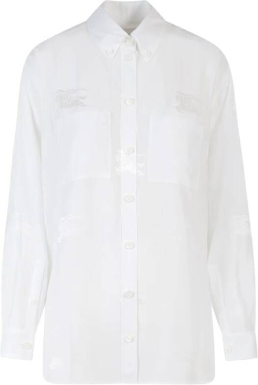 Burberry Witte Oversized Zijden Shirt Ss23 Wit Dames