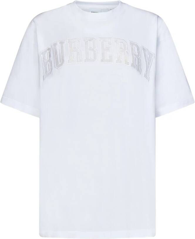 Burberry Witte T-Shirt Regular Fit Geschikt voor alle temperaturen 97% katoen 3% elastaan White Dames