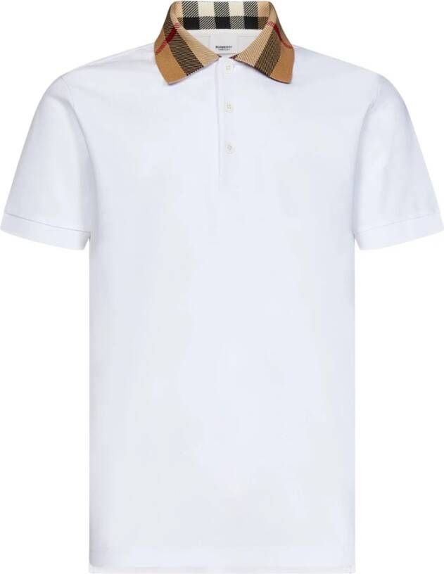 Burberry Witte Polo Shirt met Check voor Heren White Heren