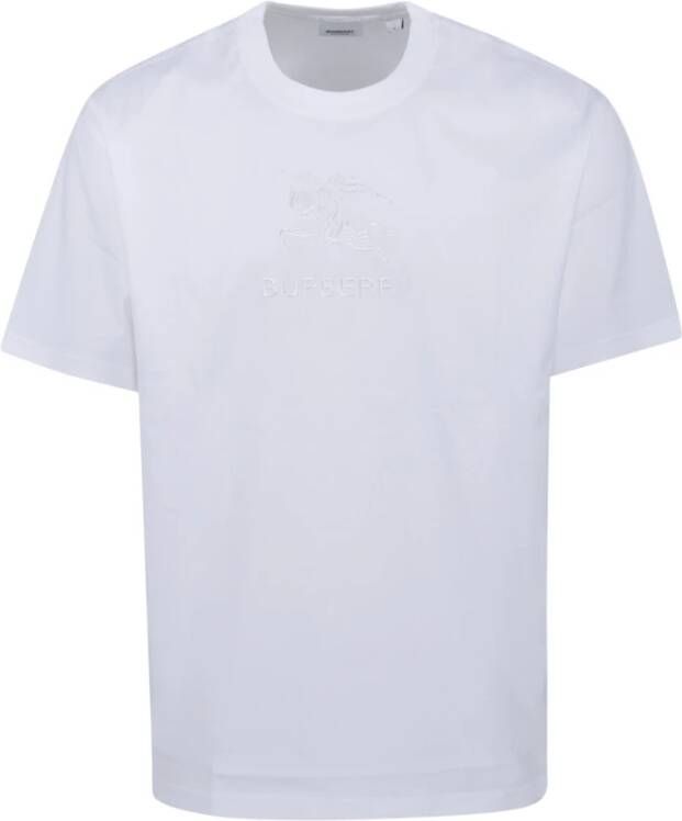 Burberry Witte Katoenen T-shirt met Equestrian Decoratie White Heren