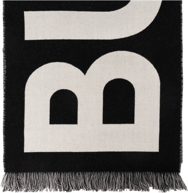 Burberry Wollen sjaal met logo Zwart Unisex