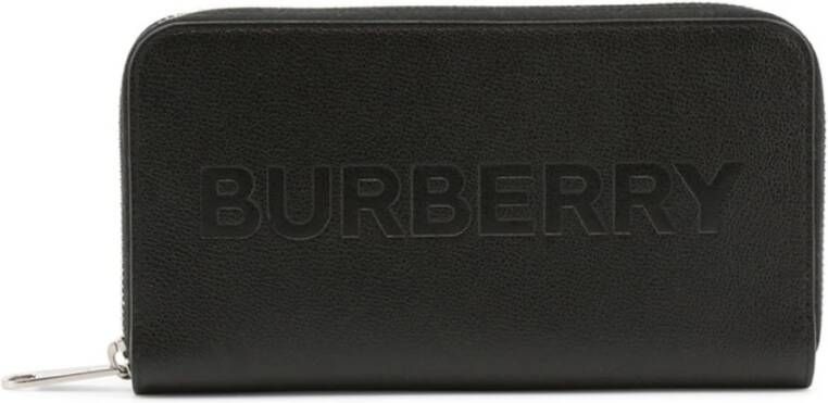 Burberry Leren Portemonnee met Ritssluiting voor Vrouwen Black Dames