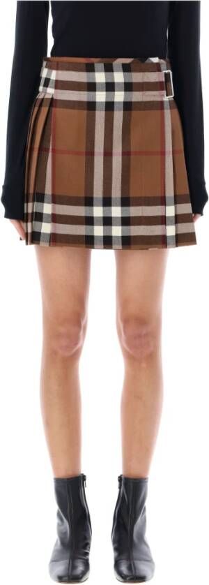 Burberry Women39 Clothing Skirts Dark Birch Brown Check Bruin Dames