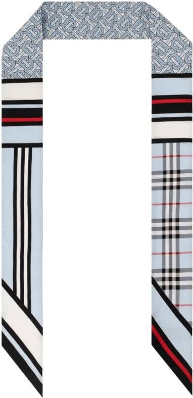 Burberry Zijdeachtige sjaal Blauw Unisex