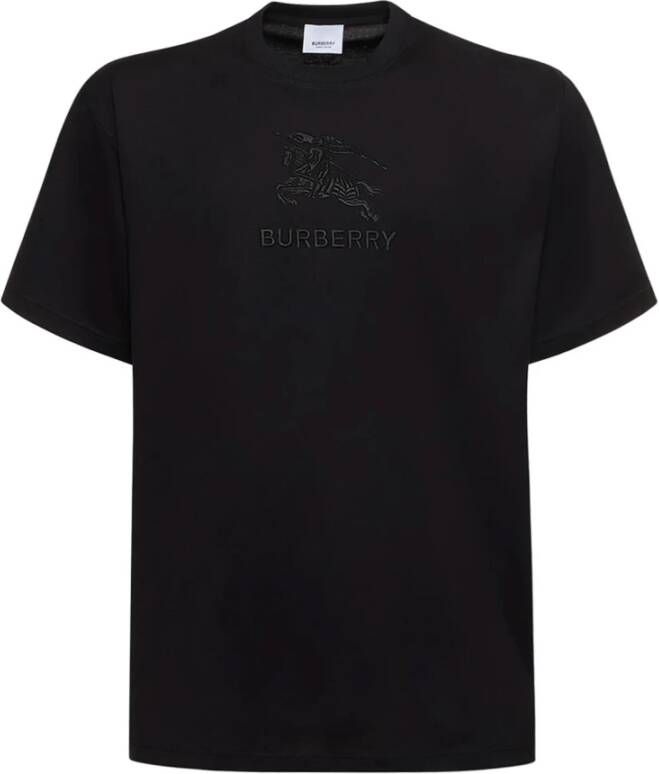 Burberry Zwart Crew-Neck T-Shirt Regular Fit Zwart Heren