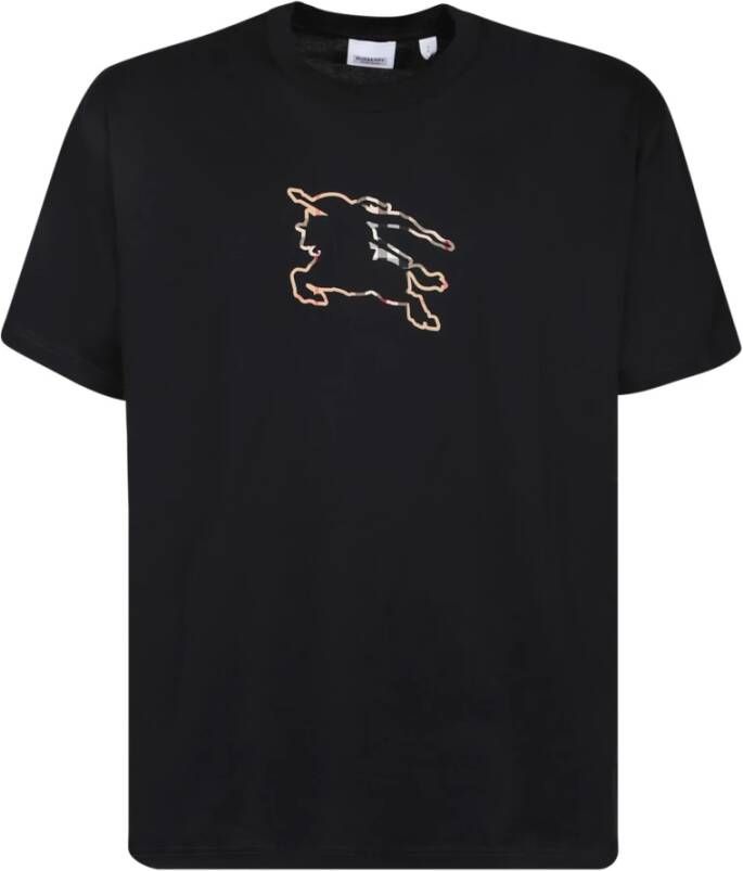 Burberry Zwart Equestrian Knight Print T-shirt Zwart Heren