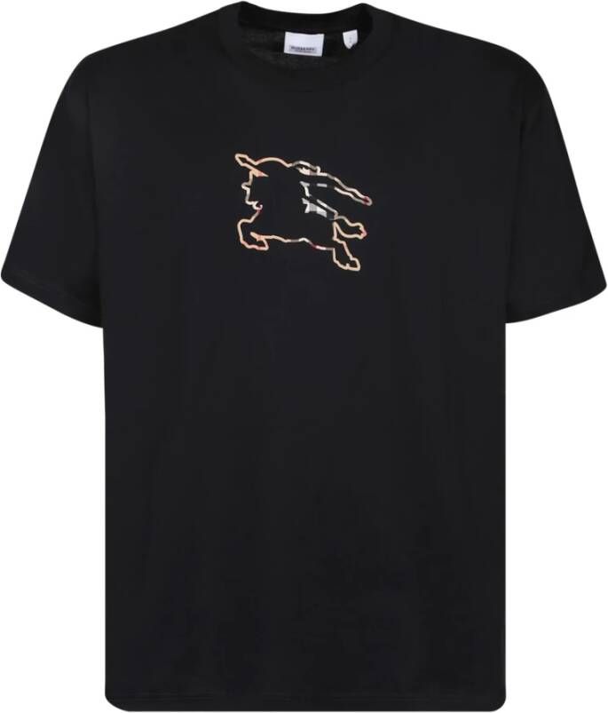 Burberry Zwart Equestrian Knight Print T shirt Zwart Heren